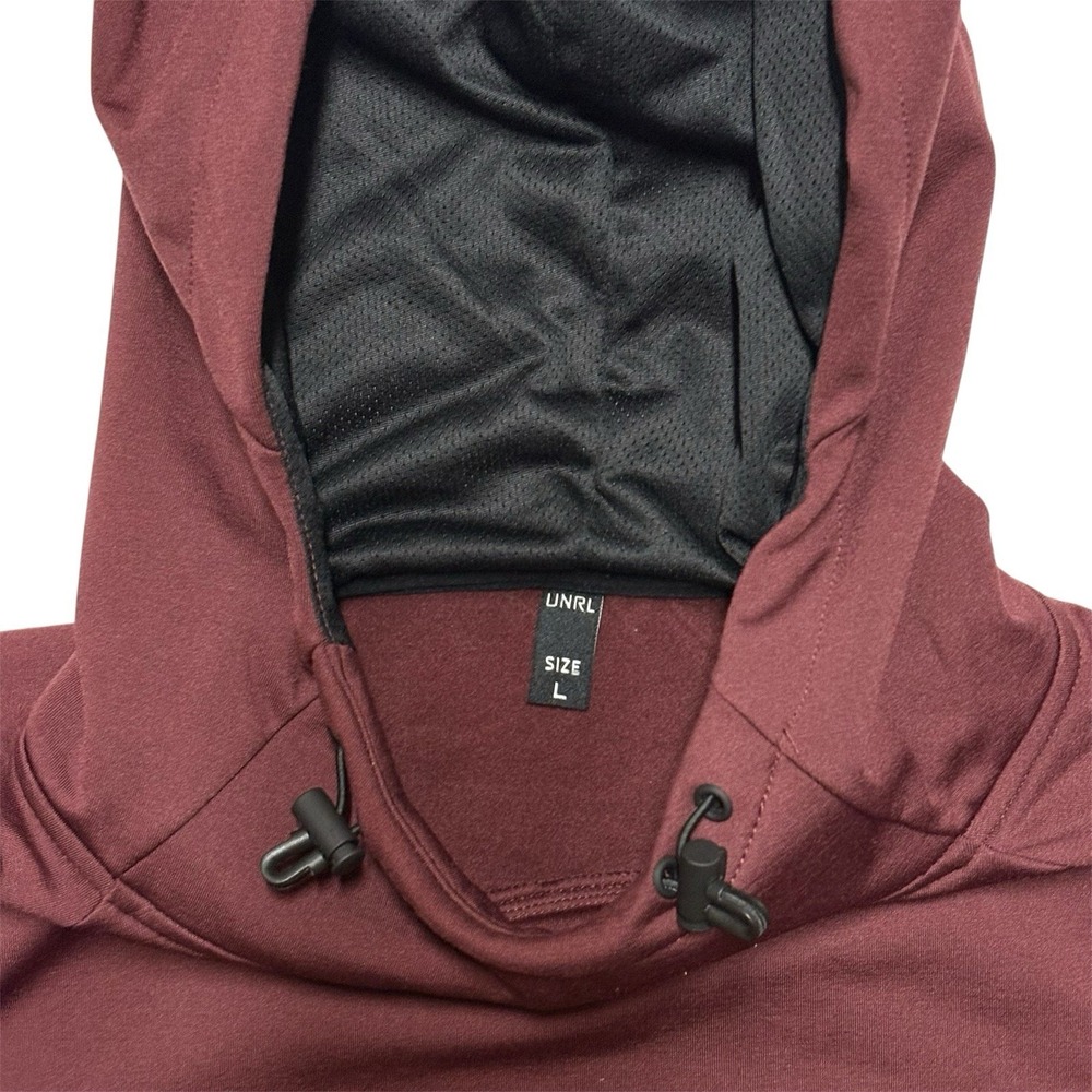 UNRL Crossover Hoodie II Performance Tech Mens Large Burgundy Pullover Stretch - Picture 3 of 9